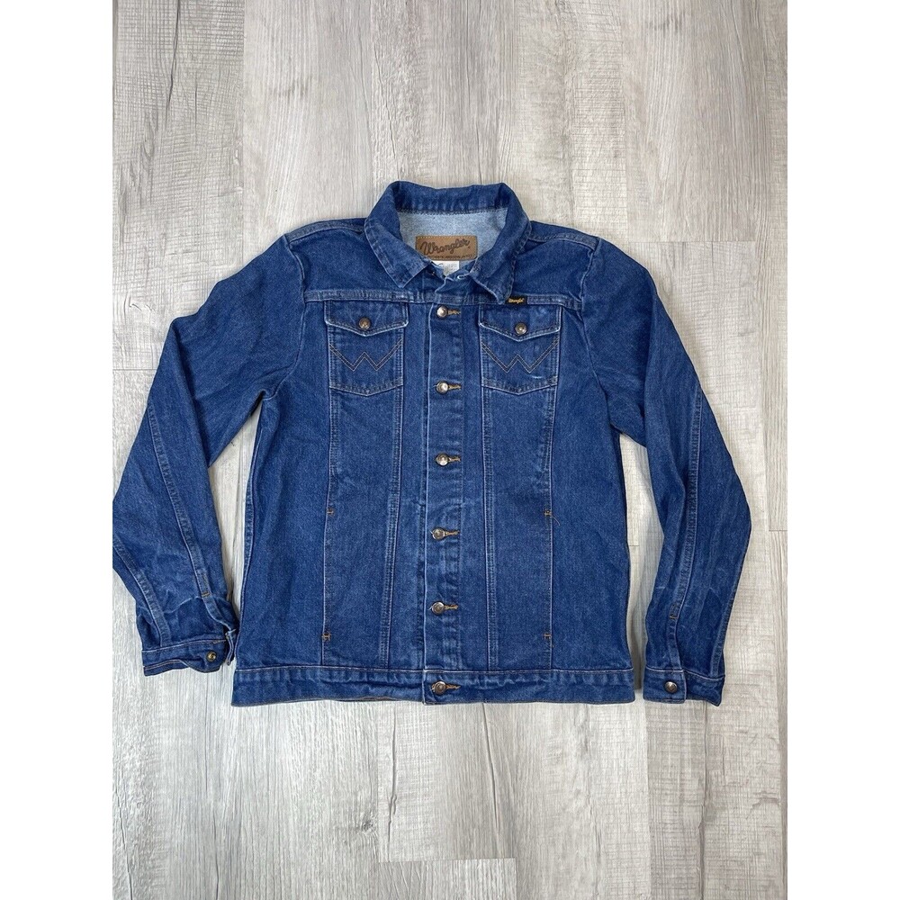 VTG Wrangler Boys 2XL Prewashed Heavyweight Broken Twill Denim Jacket Western DS